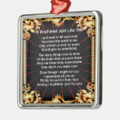 ボーイフレンドの詩-黒いデザイン メタルオーナメント (左)