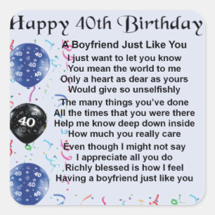 ボーイフレンドの詩 – 40歳の誕生日 スクエアシール