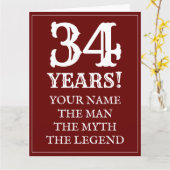 ボーイフレンドまたはパートナーに34番目の誕生日カードをお届けします。 カード (黄色い花)