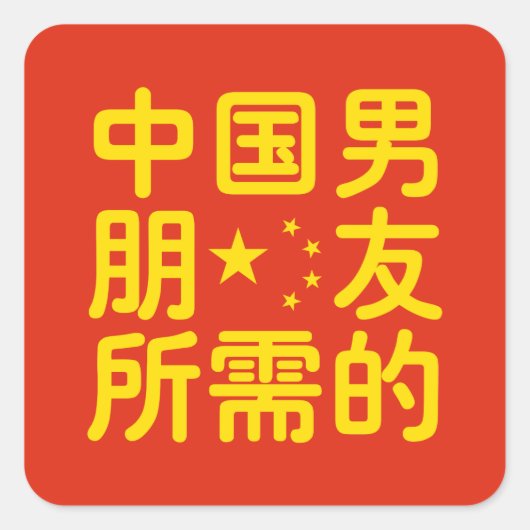 ボーイフレンド中国のを探して~Hanzi Language スクエアシール (正面)