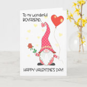 ボーイフレンド向けバレンタインかわいい格言と赤いバラ カード (黄色い花)