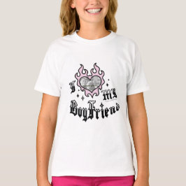 ボーイフレンド大好き - ピンク - DingusDesign  Tシャツ