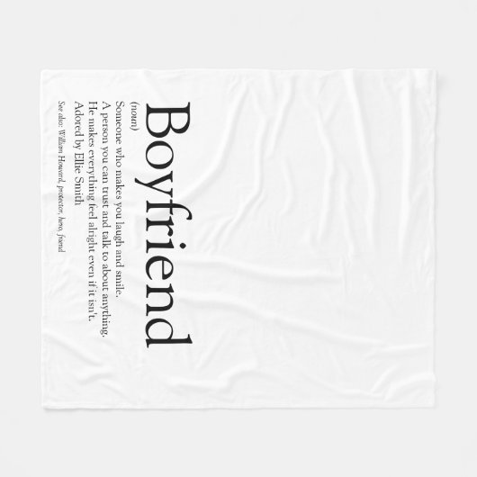 ボーイフレンド定義白黒カッコいいおもしろい フリースブランケット (正面(横))