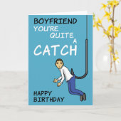 ボーイフレンド魚釣りパン誕生日カード カード (黄色い花)