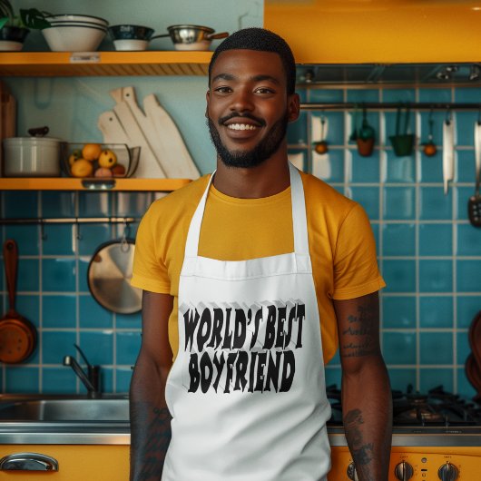 ボーイフレンド黒タイポグラフィ ロングエプロン