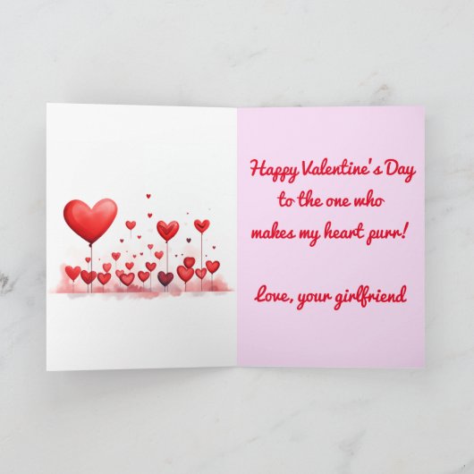 ボーイフレンド・バレンタインの子猫ハートカード サンキューカード (内部)