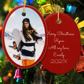 ボーイフレンドOval写真クリスマス セラミックオーナメント
