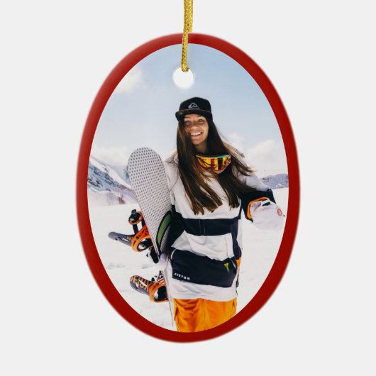 ボーイフレンドOval写真クリスマス セラミックオーナメント (正面)