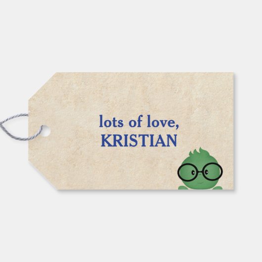 ボーイブックワームをテーマにした誕生日 ギフトタグ (裏面横)