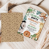 ボーイブラウングリーンコールすべてのパーティー動物誕生日 招待状