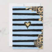 ボーイブラックブルー金ゴールドユニコーンベビーシャワー招待状 招待状 (裏面)