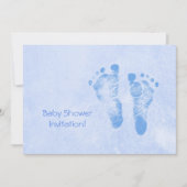 ボーイブルーのかわいいベビーシャワー足 招待状 (正面)