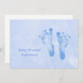 ボーイブルーのかわいいベビーシャワー足 招待状 (正面/裏面)