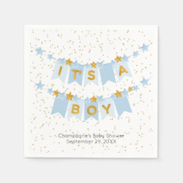 ボーイブルーのバンティングフラッグベビーシャワー スタンダードカクテルナプキン