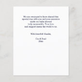 ボーイブルーのベビーシューズにキャップサンキューカード (裏面)