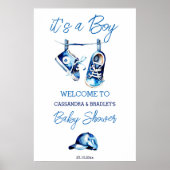 ボーイブルーのベビーシューズ歓迎サインだ ポスター (正面)