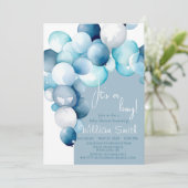 ボーイブルーの吹き出しアーチベイビーシャワー 招待状 (スタンド正面)