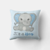 ボーイブルーの男の赤ちゃんゾウの水色 クッション (裏面)
