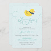 ボーイブルーアヒルのベビーシャワーの招待状です 招待状 (正面/裏面)