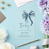 ボーイブルーエレガントボウ赤ちゃんシャワー アクリル招待状 (インサイチュ (ウェディング))