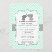 ボーイブルーエレファントベビーシャワー招待状チェブ330 招待状 (正面/裏面)