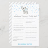 ボーイブルーエレファント赤ちゃんシャワーゲーム印刷 (正面/裏面)