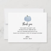 ボーイブルーカボチャ赤ちゃんシャワー サンキューカード (正面)