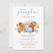 ボーイブルーカボチャ赤ちゃんシャワー 招待状 (正面)