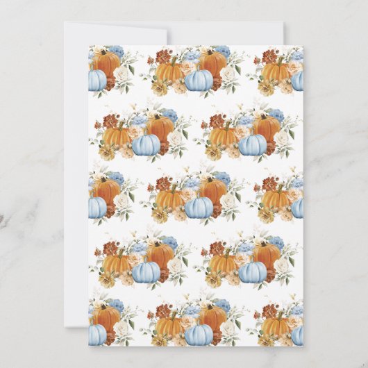 ボーイブルーカボチャ赤ちゃんシャワー 招待状 (裏面)