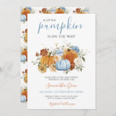 ボーイブルーカボチャ赤ちゃんシャワー 招待状 (正面/裏面)