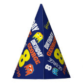 ボーイブルーカラフル8番目誕生日 パーティーハット (裏面)