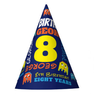 ボーイブルーカラフル8番目誕生日 パーティーハット