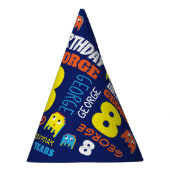 ボーイブルーカラフル8番目誕生日 パーティーハット (右)