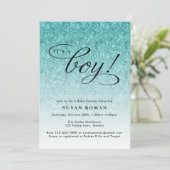 ボーイブルーグリッターベビーグラデーションシャワー 招待状 (スタンド正面)