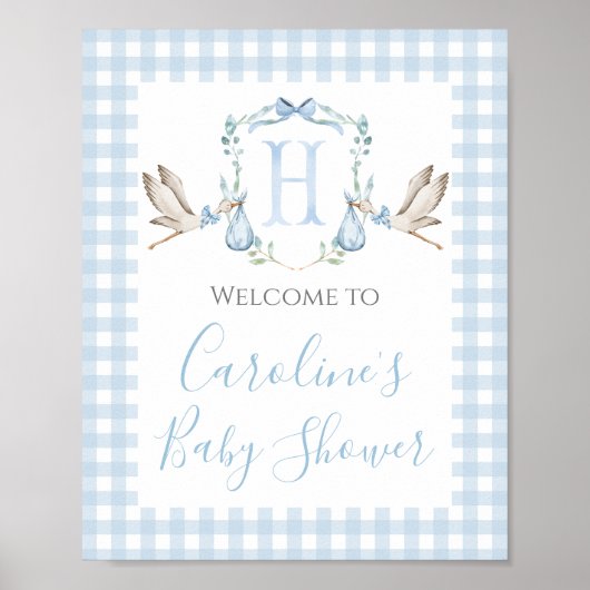 ボーイブルーコウノトリ赤ちゃんシャワー南名門私立校風の部 ポスター (正面)