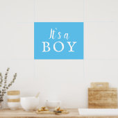 ボーイブルータイポグラフィの赤ちゃんシャワー ポスター (キッチン)