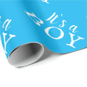 ボーイブルータイポグラフィベイビーシャワーパーティー ラッピングペーパー (ロールコーナー)