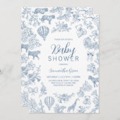 ボーイブルーチノイスリーサファリベイビーシャワー 招待状 (正面/裏面)