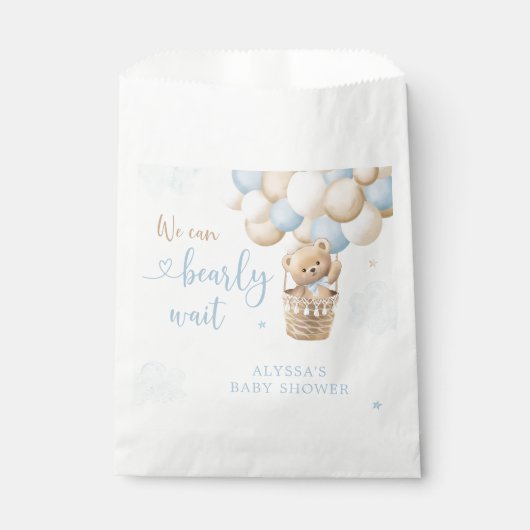 ボーイブルーテディベア熱気球ベビーシャワー フェイバーバッグ (正面)
