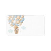 ボーイブルーテディベア熱気球ベビーシャワー ラベル (正面)