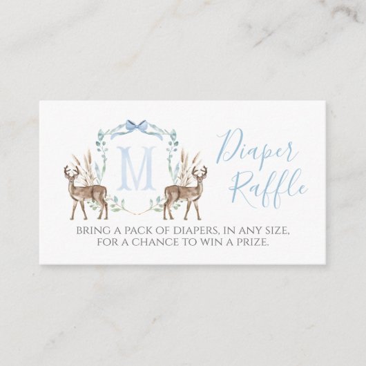 ボーイブルーディアモノグラムクレストおむつラッフルカード エンクロージャーカード (正面)