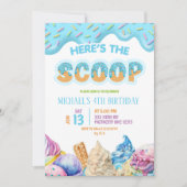 ボーイブルードリップこちらスクープ誕生日パーティー 招待状 (正面)