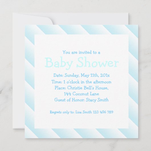 ボーイブルーハートシューズ男の赤ちゃんシャワー招待状 招待状 (裏面)