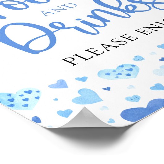 ボーイブルーハートバレンタインの食べ物とドリンクの看板 ポスター (角)