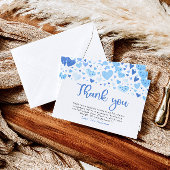 ボーイブルーハートバレンタインスイートベビーシャワー サンキューカード