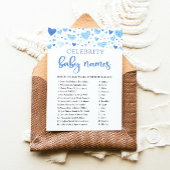 ボーイブルーハートバレンタイン有名人ベビーネームゲーム 招待状