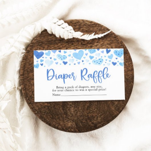 ボーイブルーハートバレンタイン赤ちゃんシャワーおむつラッフル エンクロージャーカード