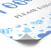 ボーイブルーハートバレンタイン赤ちゃんシャワー食品の看板 ポスター (角)