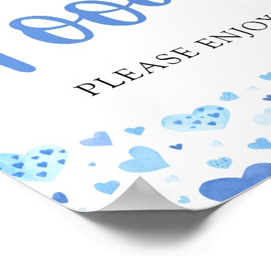 ボーイブルーハートバレンタイン赤ちゃんシャワー食品の看板 ポスター (角)