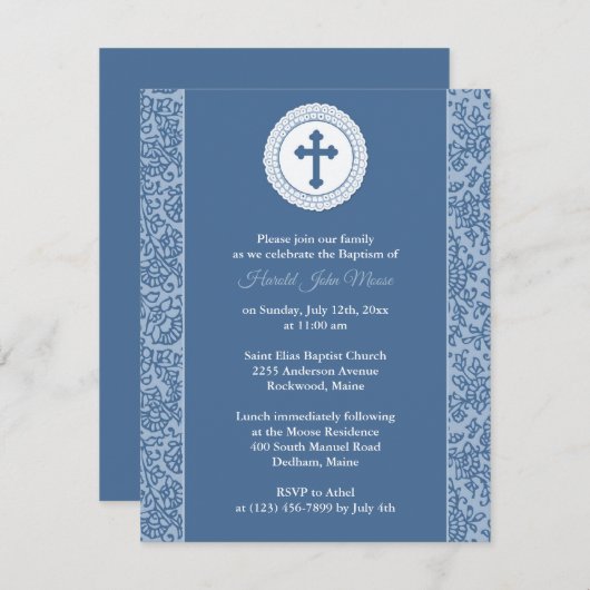 ボーイブルーバプテスマ招待状 招待状 (正面/裏面)